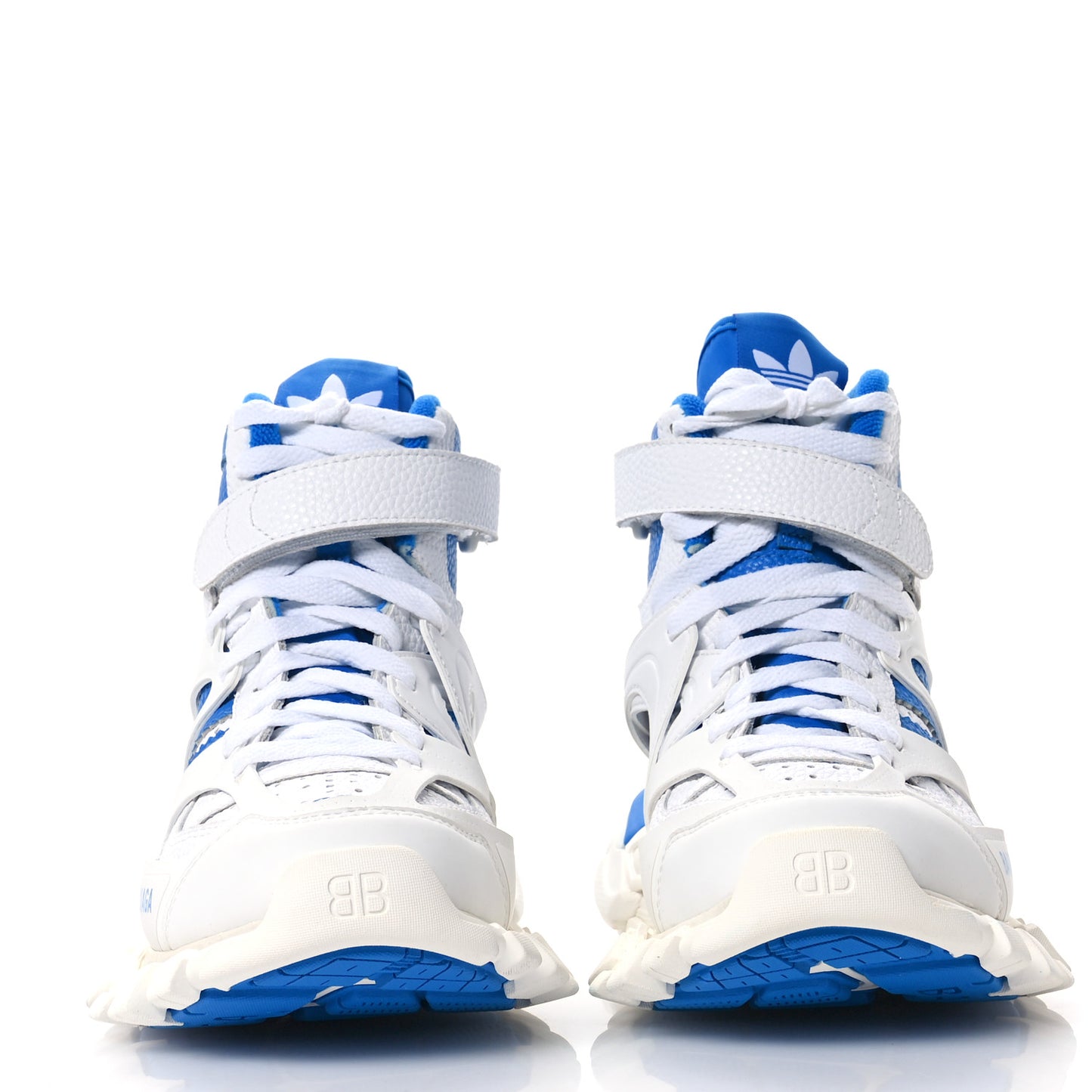 X ADIDAS Calfskin Fabric Mesh Womens Triple S High Top Sneakers 39 White Blue