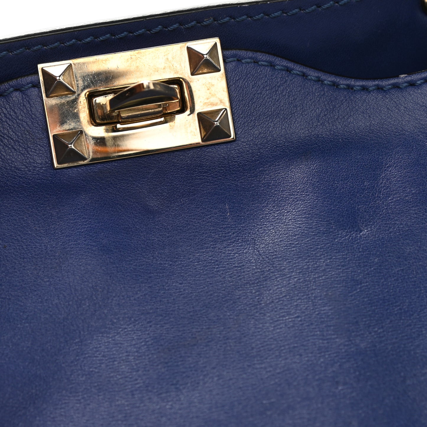 Vitello Medium Rockstud Tote Blue China