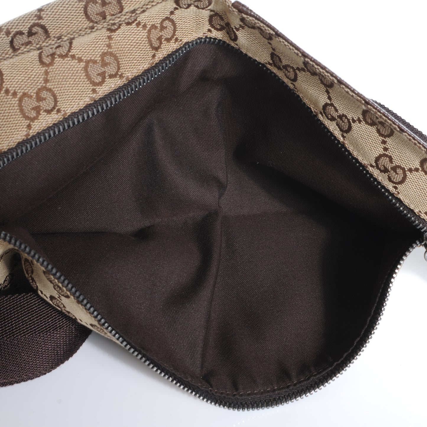 GG Monogram Web Double Pocket Belt Bag Ebony