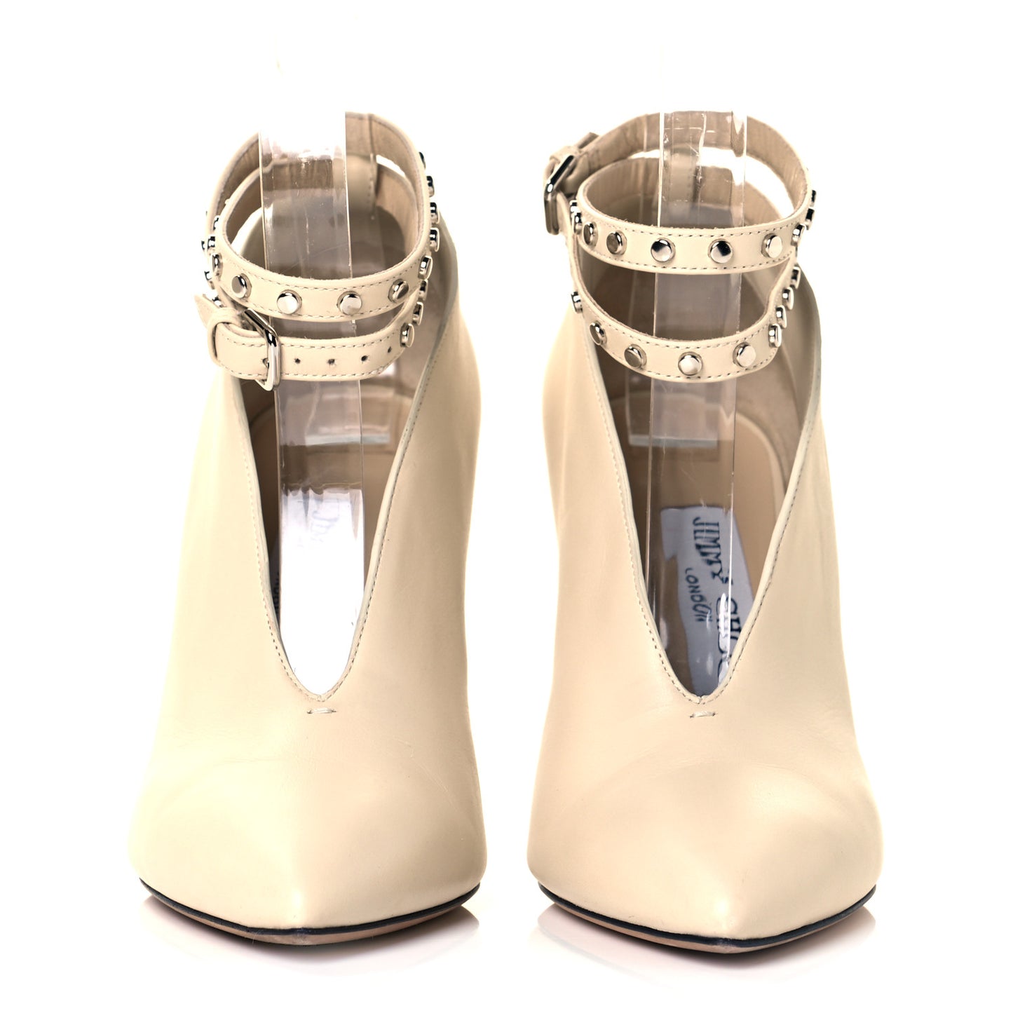 Calfskin Lark 100 Ankle Strap Pumps 35.5 White