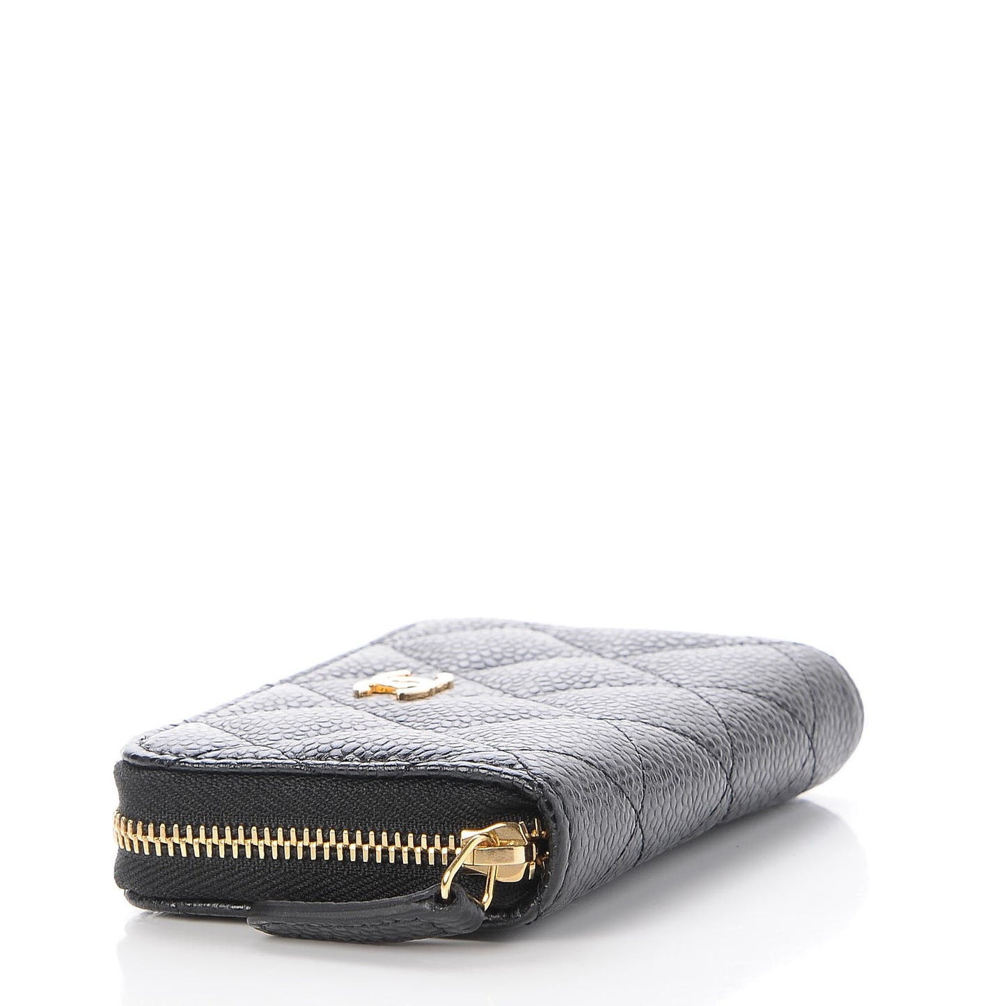 Caviar Quilted Zip Coin Purse Black
