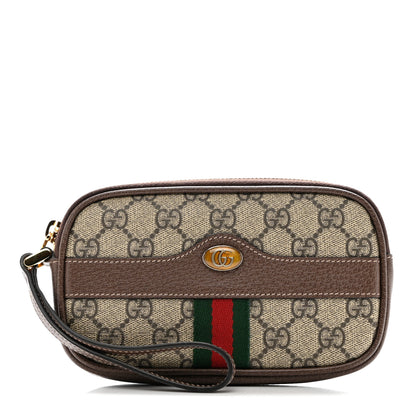 Gucci GG Supreme Monogram Ophidia Phone Case Wristlet Brown 1 of 6