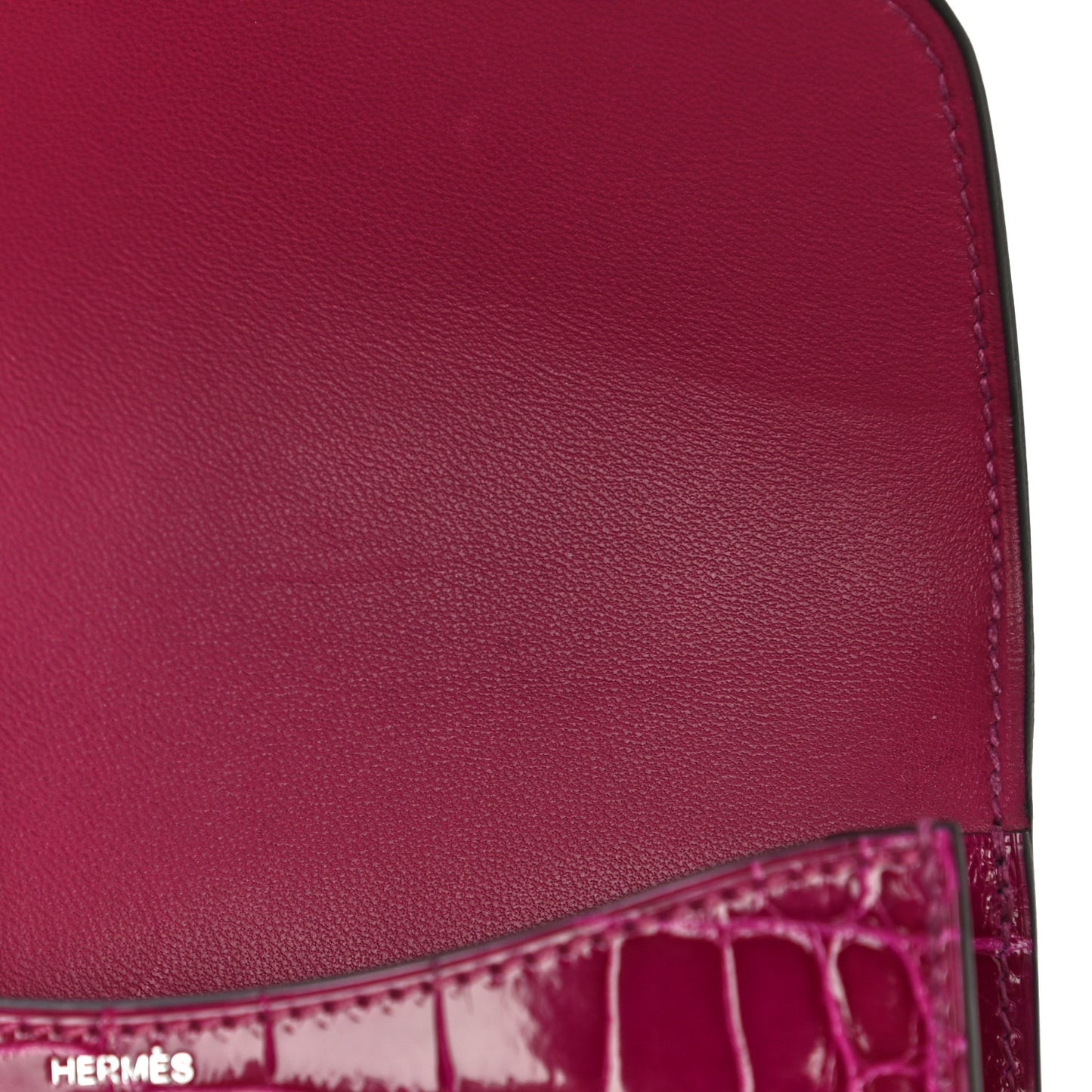 Shiny Alligator Constance Slim Wallet Rose Scheherazade