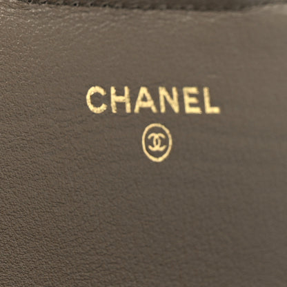 Chanel Calfskin Lizard Embossed Top Handle Long Clutch With Chain Dark Khaki 6 of 12