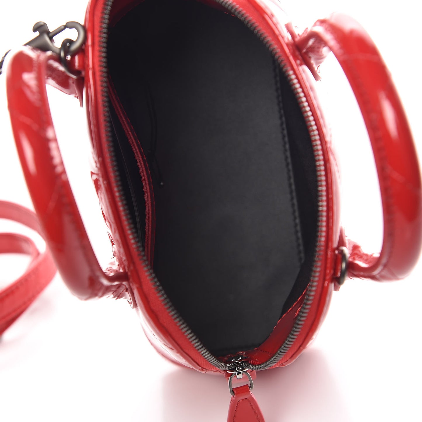 Patent Quilted XXS Ville Top Handle Bag Red