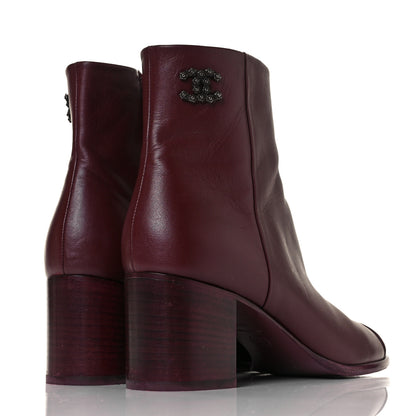 Chanel CC Ankle Boots 39.5 Burgundy 4 of 9