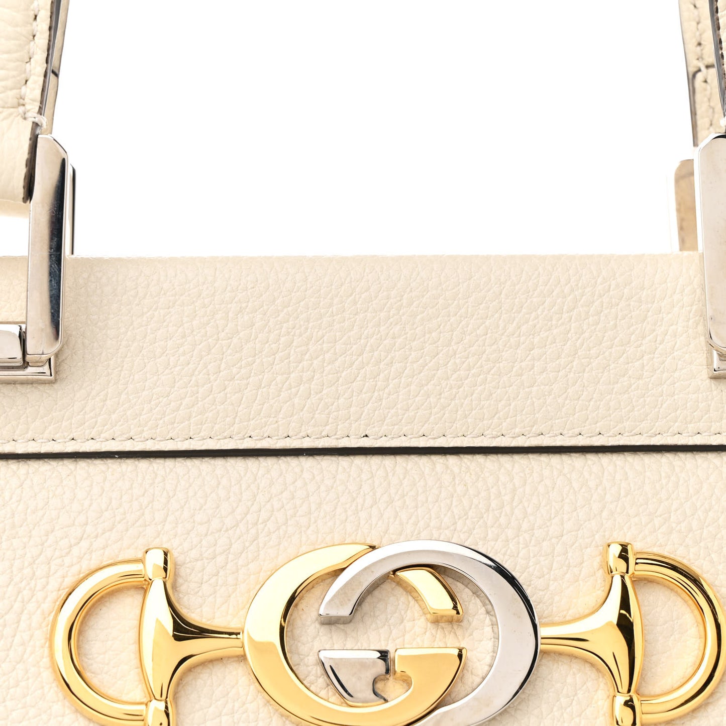 Grainy Calfskin Medium Zumi Top Handle Bag Mystic White