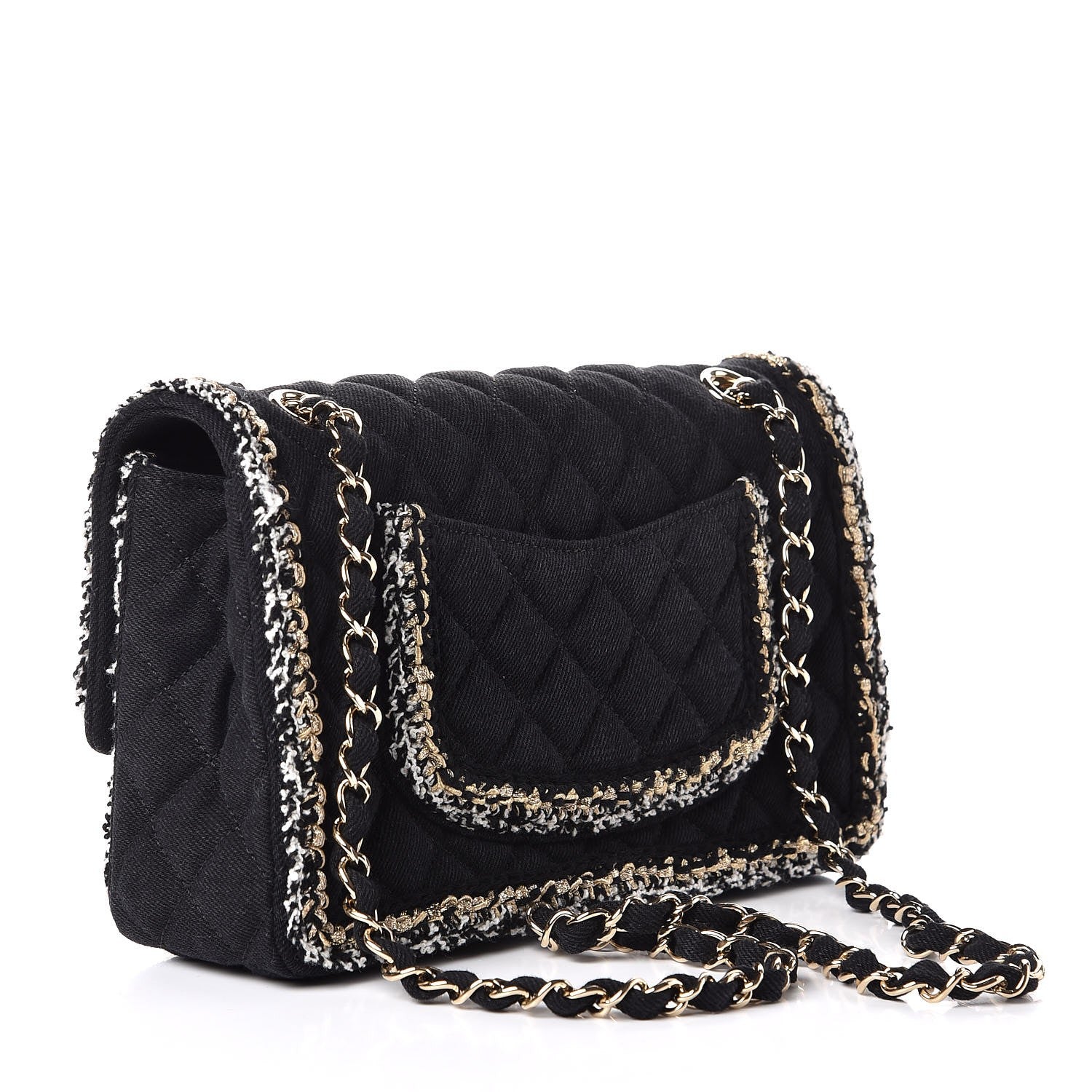 Chanel Denim Braided Medium Flap Bag Black 4 of 9