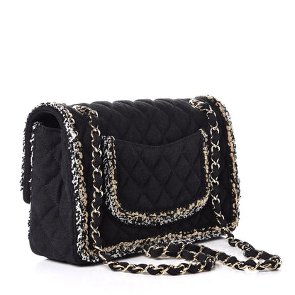 Chanel Denim Braided Medium Flap Bag Black 4 of 9