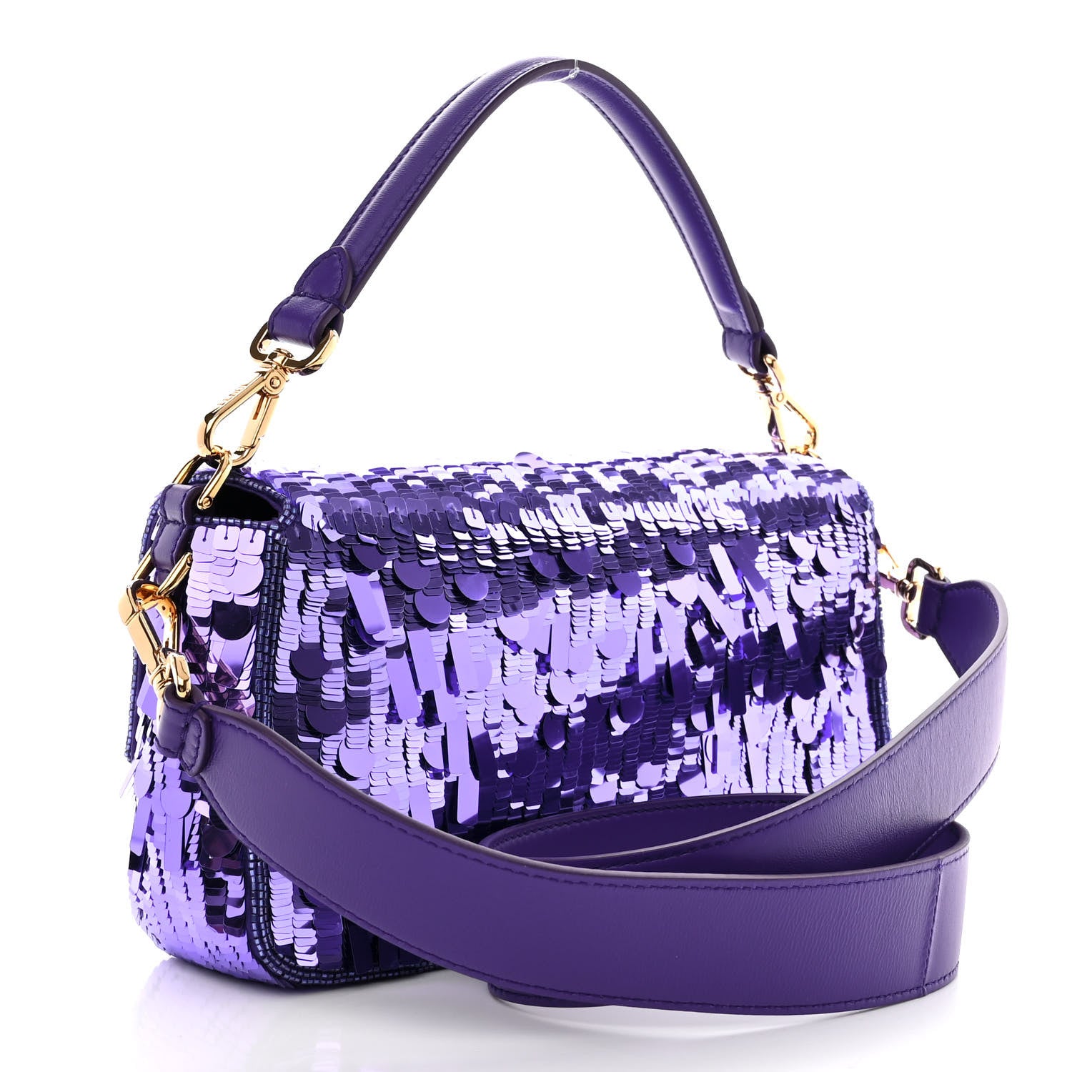 Fendi Sequin Paillettes Shiny Nappa Sex and the City Baguette Viola Purple Rain 3 of 10