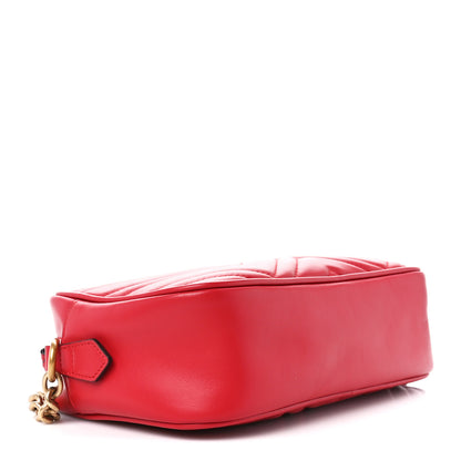 Gucci Calfskin Matelasse Small GG Marmont Chain Shoulder Bag Hibiscus Red 4 of 11