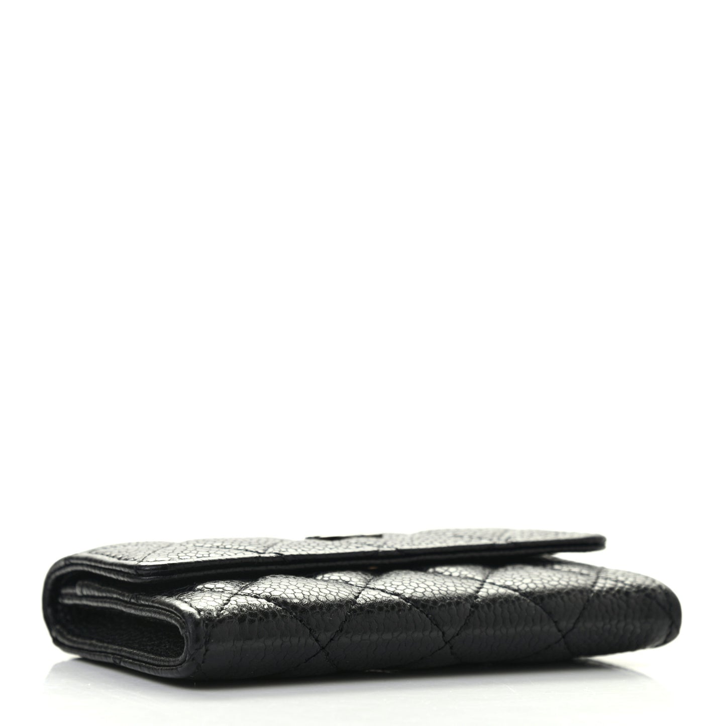 Caviar Quilted Flap Card Holder Black