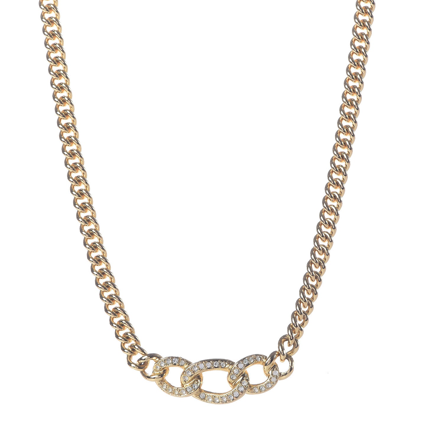 Crystal Interlocking Necklace Gold