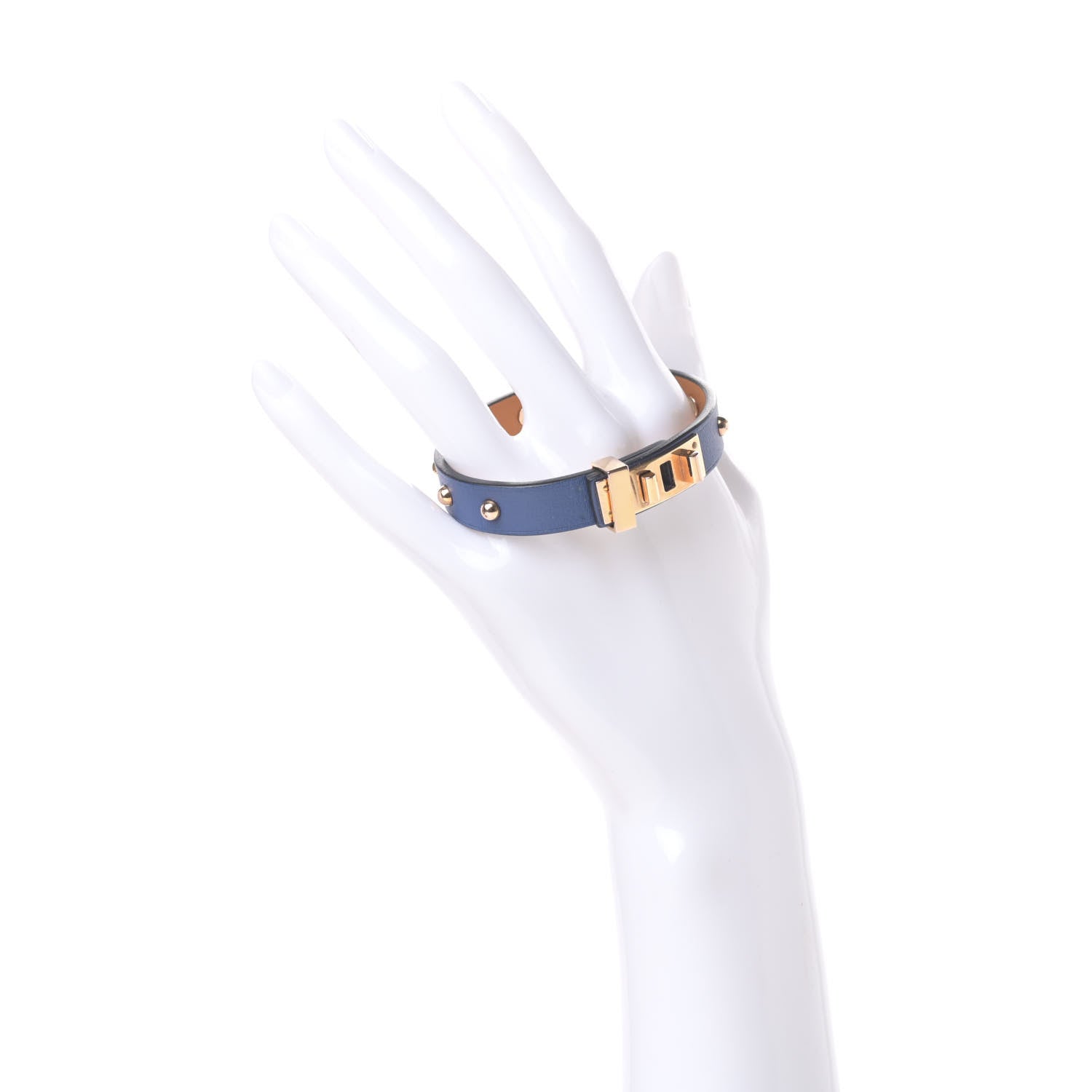 Hermes Swift Mini Dog Clous Ronds Bracelet T3 Bleu Brighton 2 of 7