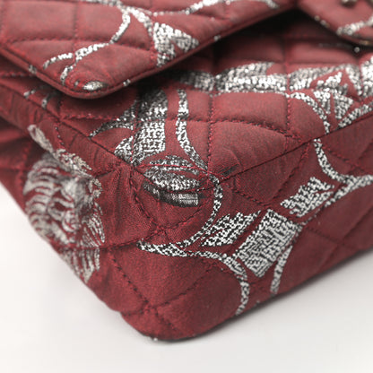 Chanel Metallic Brocade Quilted Medium Double Flap Rouge Argent 9 of 16