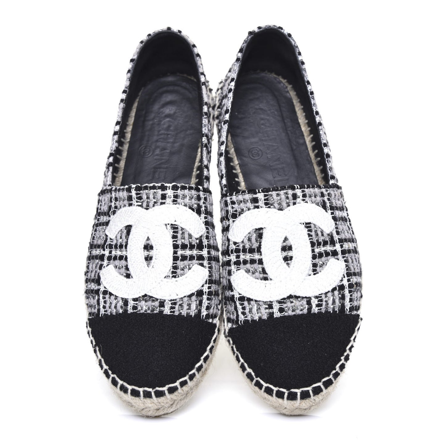 Tweed CC Espadrilles 36 Black White