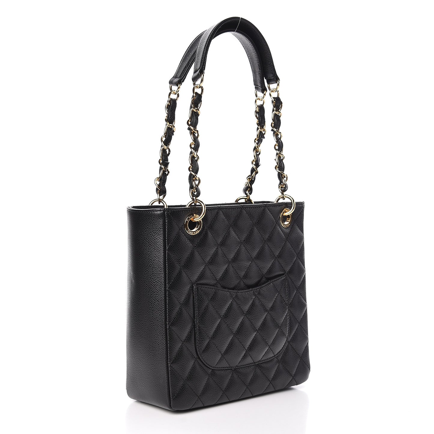 Caviar Quilted Petit Shopping Tote PST Black