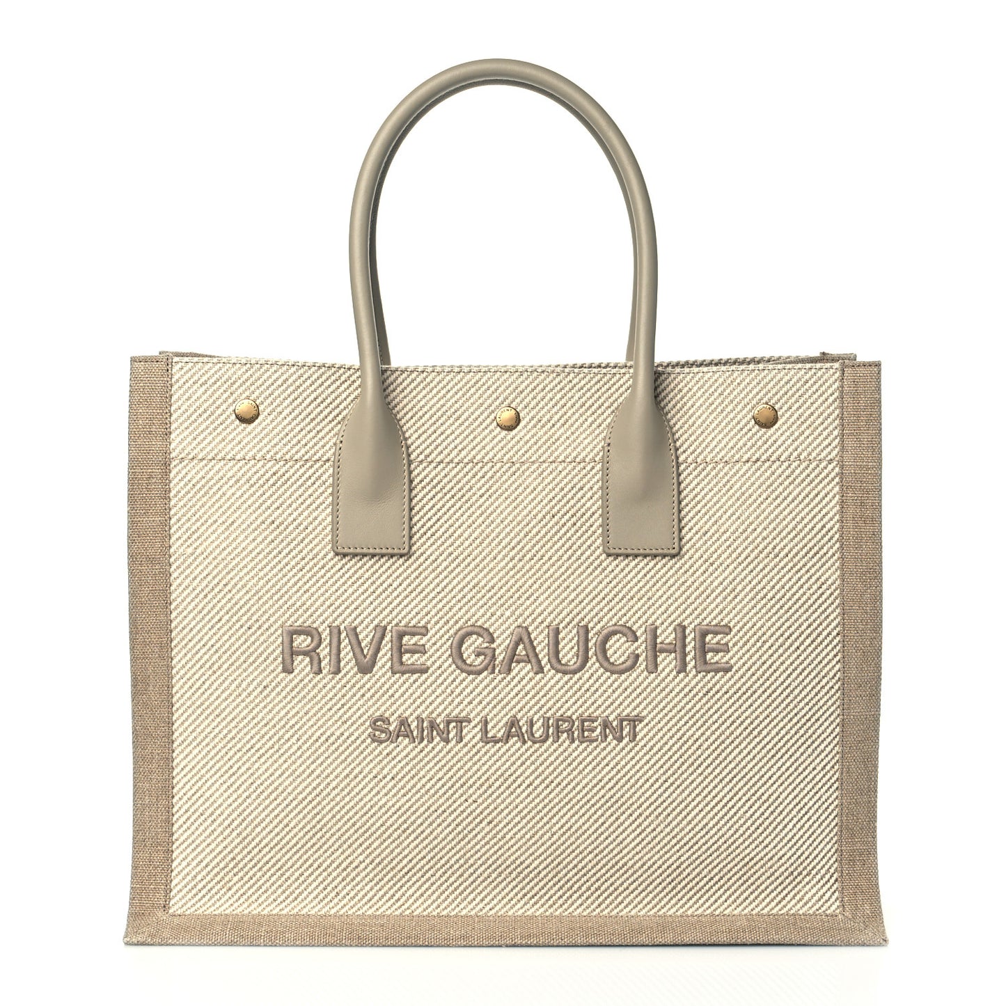 Linen Calfskin Small Rive Gauche Tote Beige Sea Salt