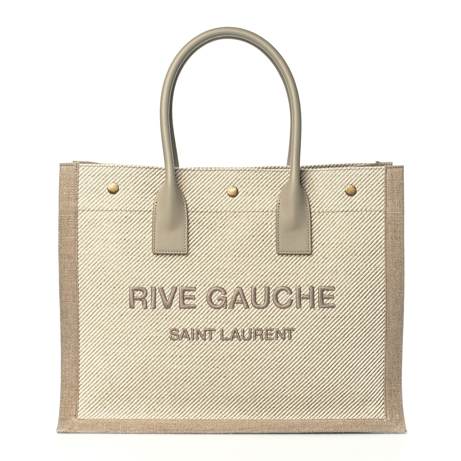 Saint Laurent Linen Calfskin Small Rive Gauche Tote Beige Sea Salt 1 of 9