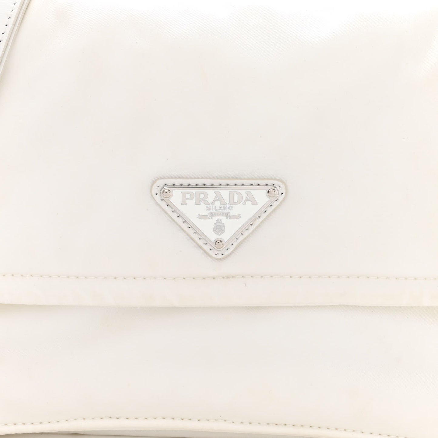 Re-Nylon Vitello Padded Small Flap Shoulder Bag White