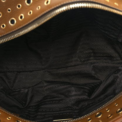 Prada Vitello Daino Grommet Satchel Bruciato 5 of 12
