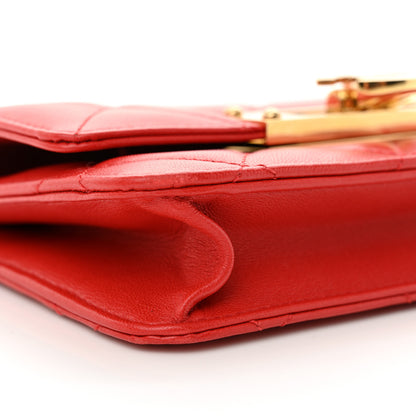 Chanel Lambskin Quilted Golden Class Wallet on Chain WOC Red 9 of 11