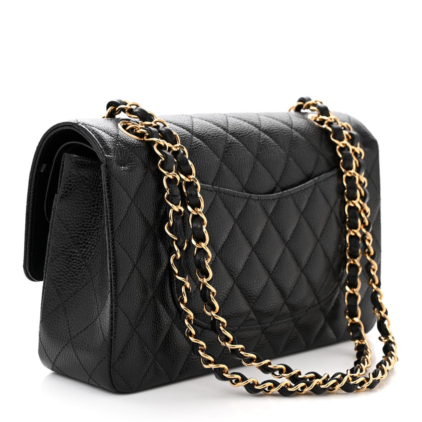 Caviar Quilted Medium Double Flap Black