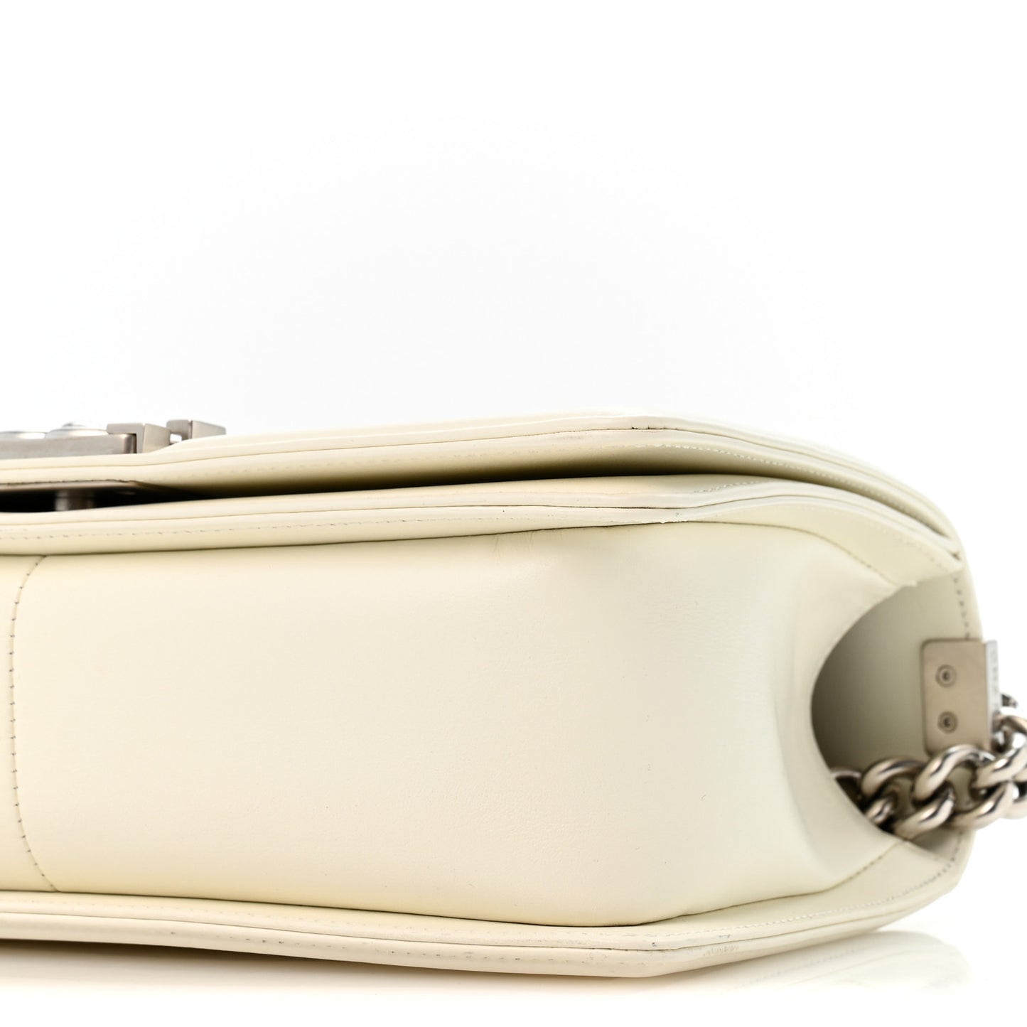 Lambskin Quilted Medium Boy Flap White
