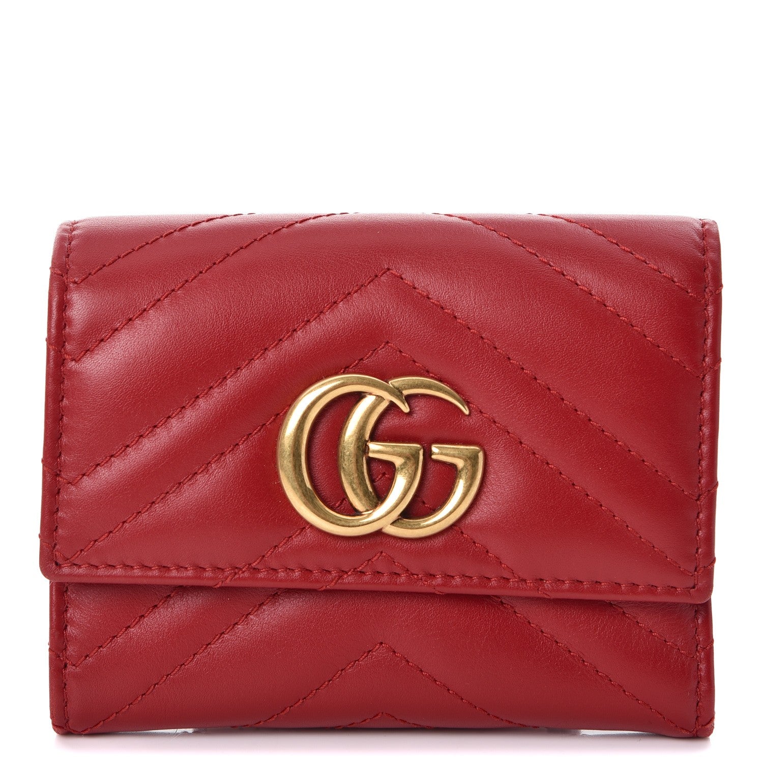 Gucci Calfskin Matelasse GG Marmont Wallet Hibiscus Red 1 of 9