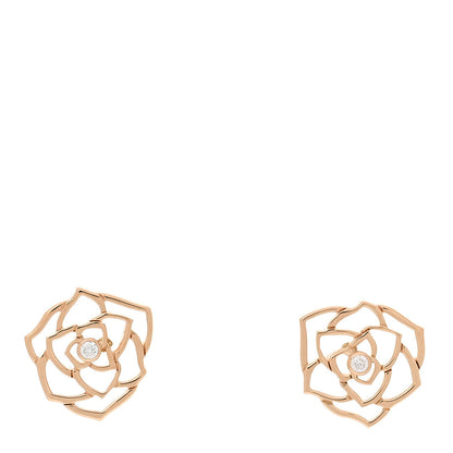 Piaget 18K Rose Gold Diamond Open Rose Earrings 1 of 5