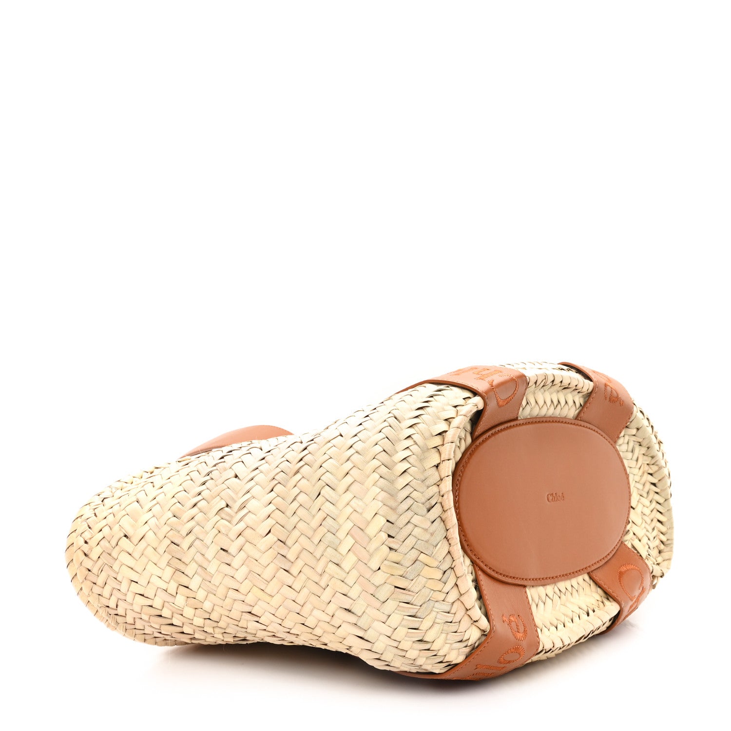 Chloe Raffia Smooth Calfskin Medium Sense Basket Caramel 4 of 10
