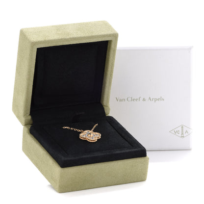 Van Cleef & Arpels 18K Yellow Gold Diamond Vintage Alhambra Pendant Necklace 7 of 7