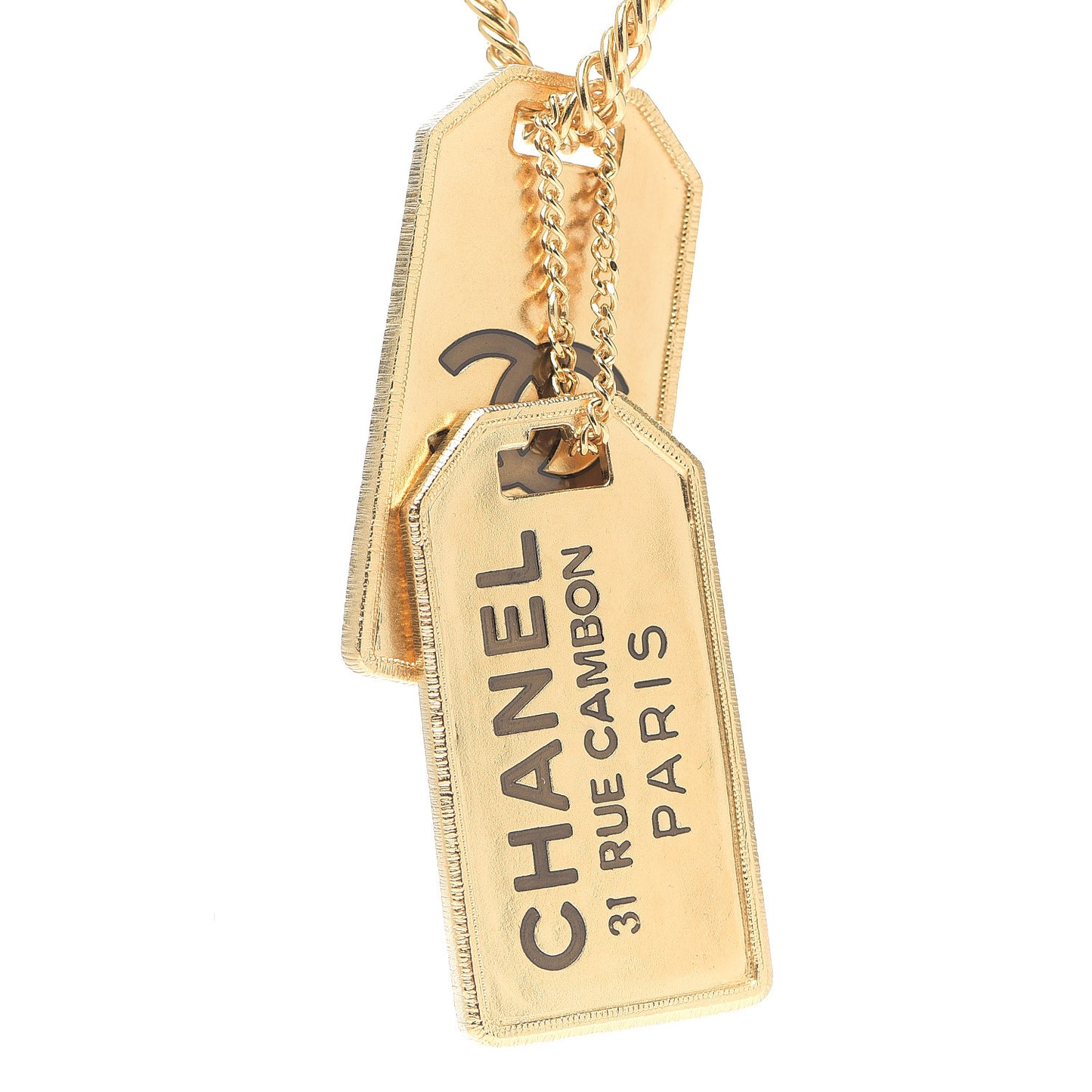ID Dog Tag Charm Necklace Gold