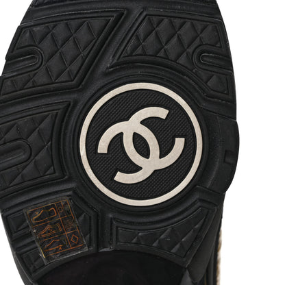 Chanel Suede Calfskin Fabric CC High Top Sneakers 40 Black Turquoise Gold 6 of 8