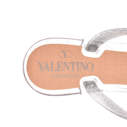 Valentino Garavani PVC Jelly Glitter Rockstud Bow Thong Sandals 35 Silver 6 of 8