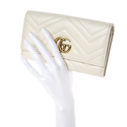 Gucci Calfskin Matelasse GG Marmont Continental Wallet Mystic White 2 of 9