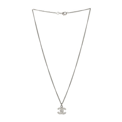 Chanel Crystal Timeless CC Necklace Silver 3 of 5