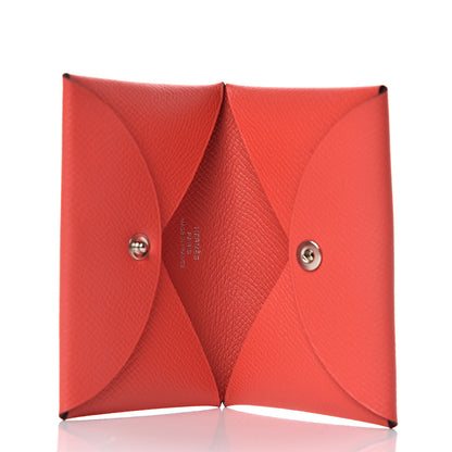 Hermes Epsom Calvi Card Case Rose Jaipur 5 of 8