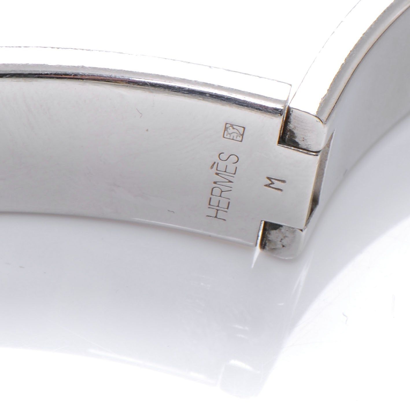 Enamel Clic Clac H Bracelet Narrow White