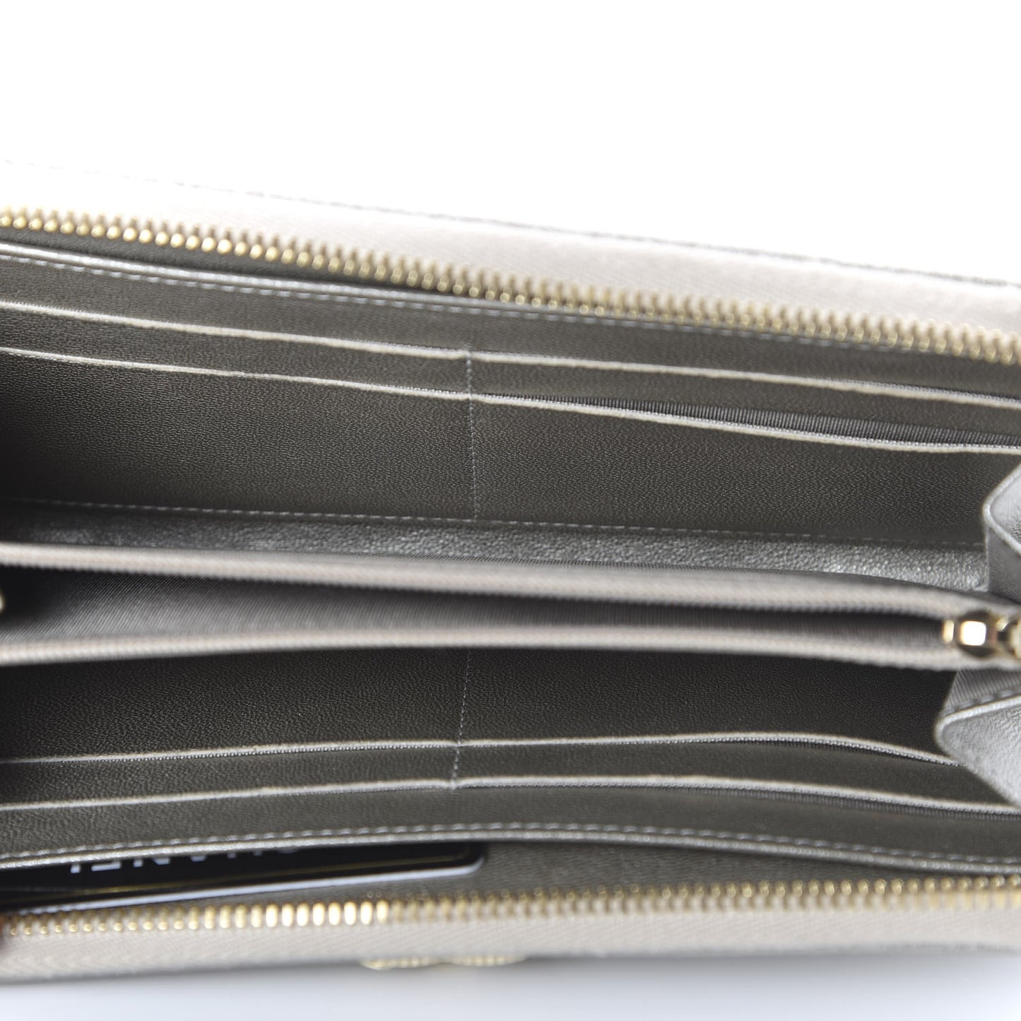 Metallic Sheepskin Quilted Mademoiselle Vintage Zip Around Wallet Light Gold