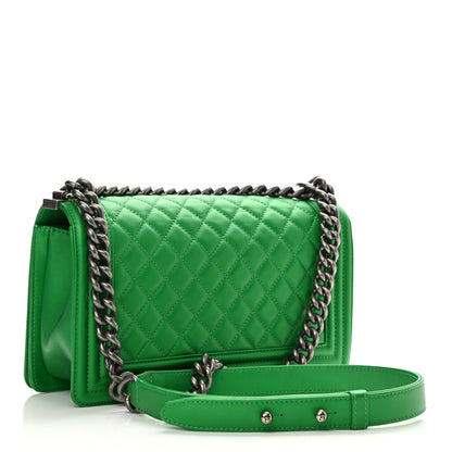 Chanel Metallic Calfskin Quilted Medium Boy Flap Green 3 of 11