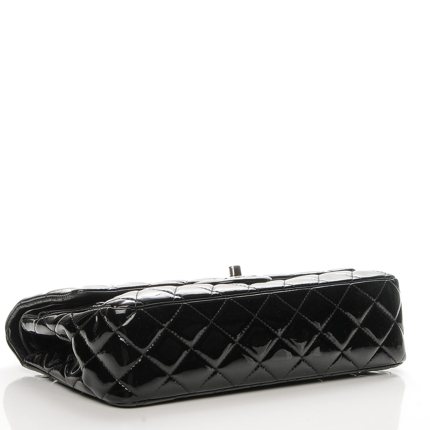 Patent Quilted Medium Double Flap Black