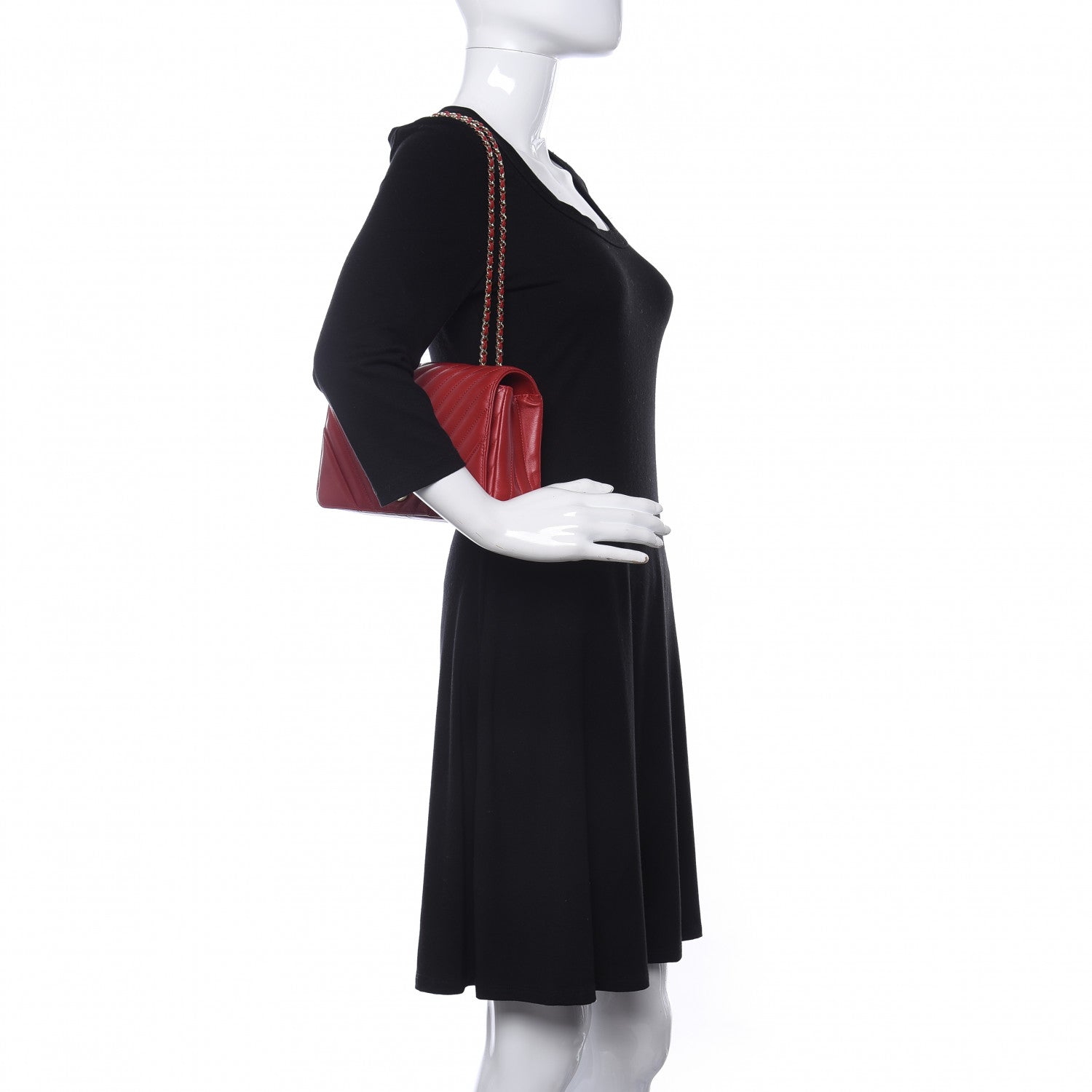 Chanel Calfskin Chevron Quilted Small Statement Flap Red 2 of 9