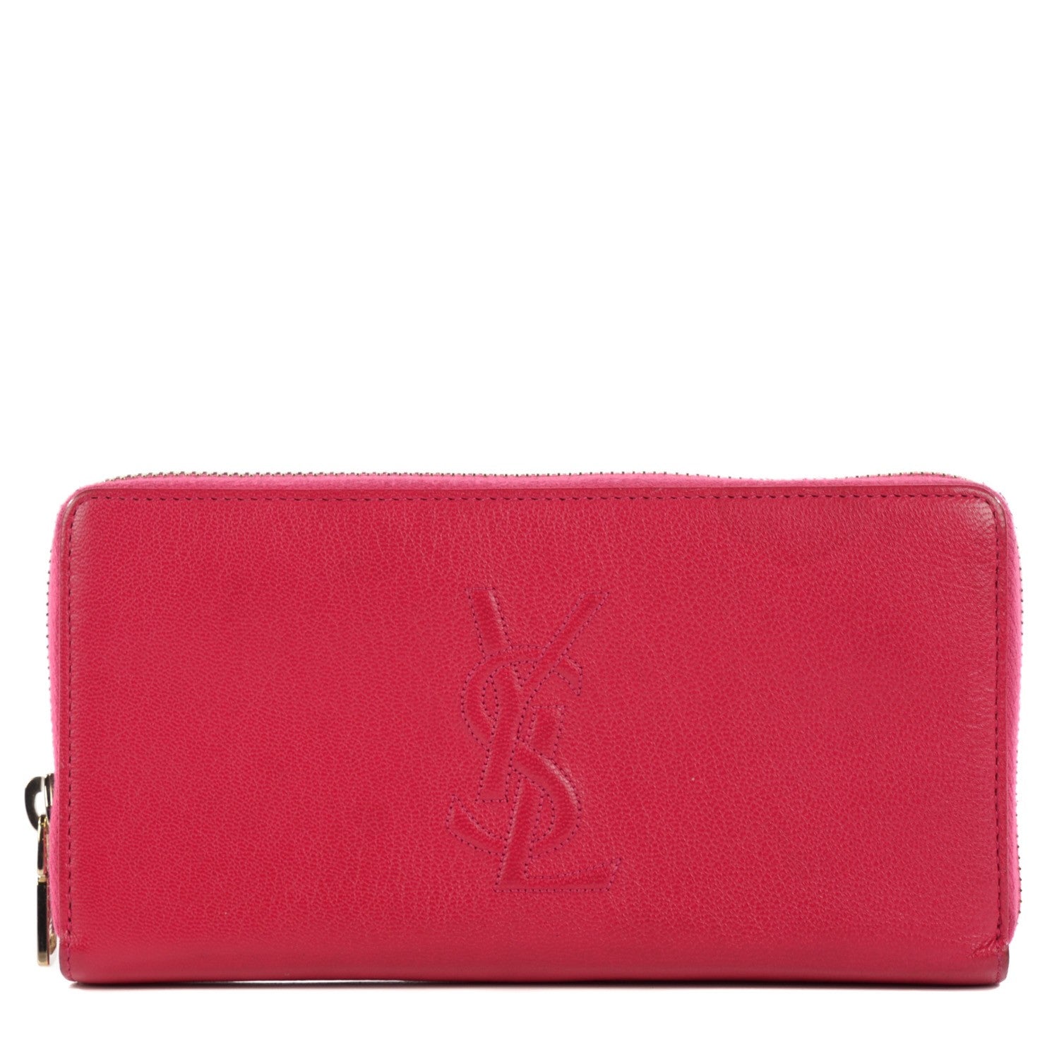 Saint Laurent Chevre Belle De Jour Zip Around Wallet Fuchsia 1 of 7