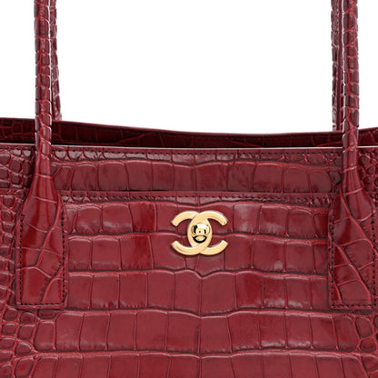 Chanel Calfskin Crocodile Embossed Archetype Small Shopping Tote Burgundy 7 of 9