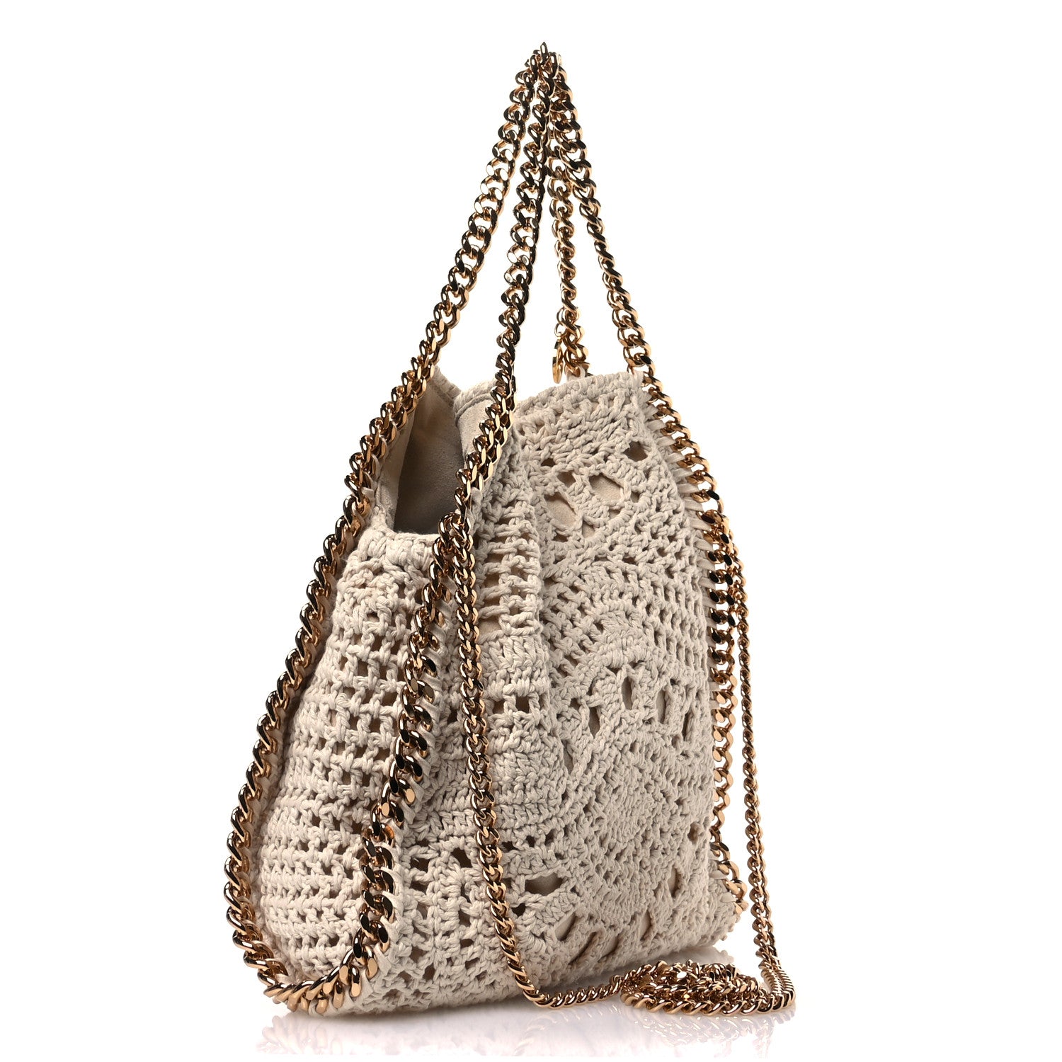 Stella McCartney Cotton Crochet Falabella Ajouree Tote Bag White 3 of 9