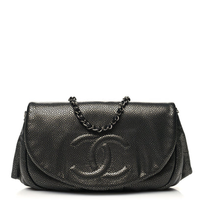 Chanel Metallic Caviar Half Moon Wallet On Chain WOC Bronze 1 of 12