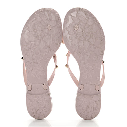 Valentino Garavani PVC Jelly Rockstud Bow Thong Sandals 38 Water Rose 5 of 8