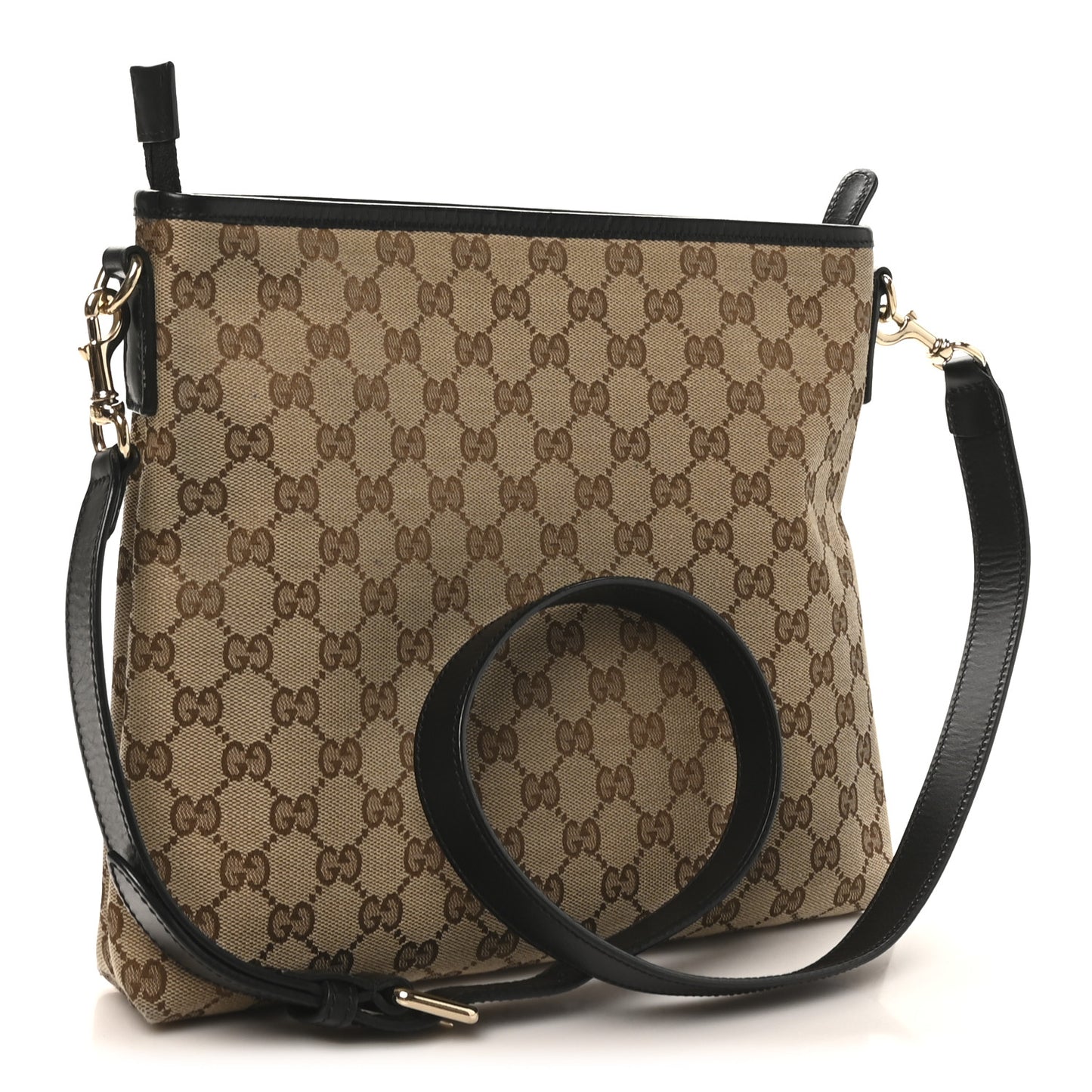 GG Monogram Web Flat Messenger Bag Black