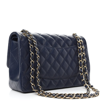 Chanel Caviar Quilted Jumbo Double Flap Navy Blue 3 of 11
